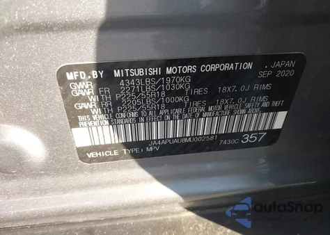 2021 Mitsubishi Outlander Sport 2.0 Es 2Wd z USA, uszkodzony, nr VIN JA4APUAU8MU002581